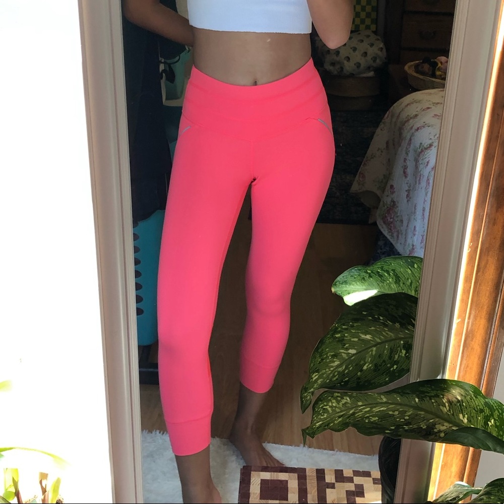 Athleta Neon Orange Cropped Leggings